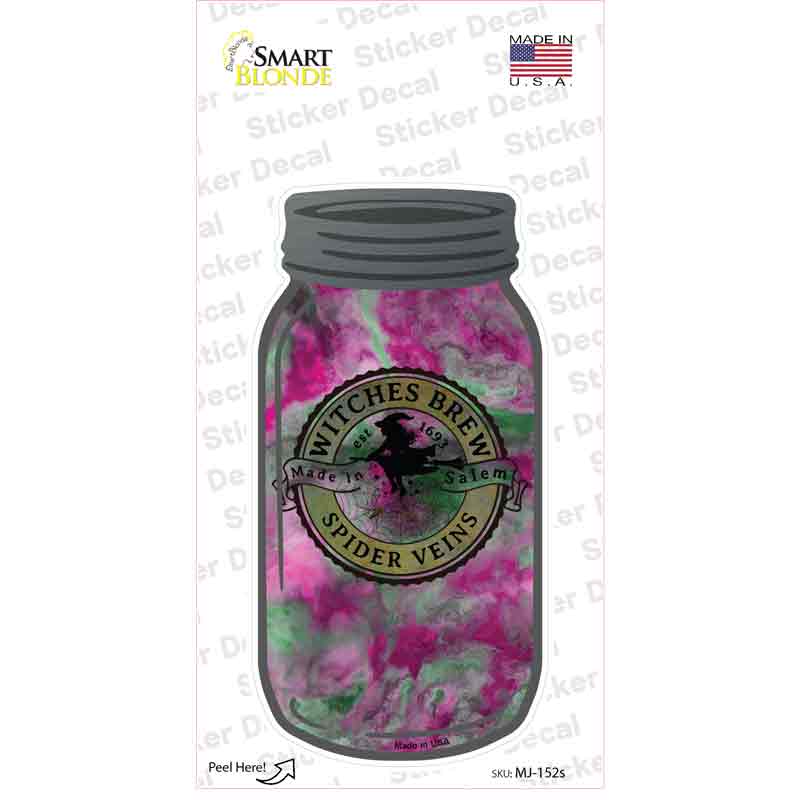 Spider Veins Pink Green Novelty Mason Jar Sticker Decal Small