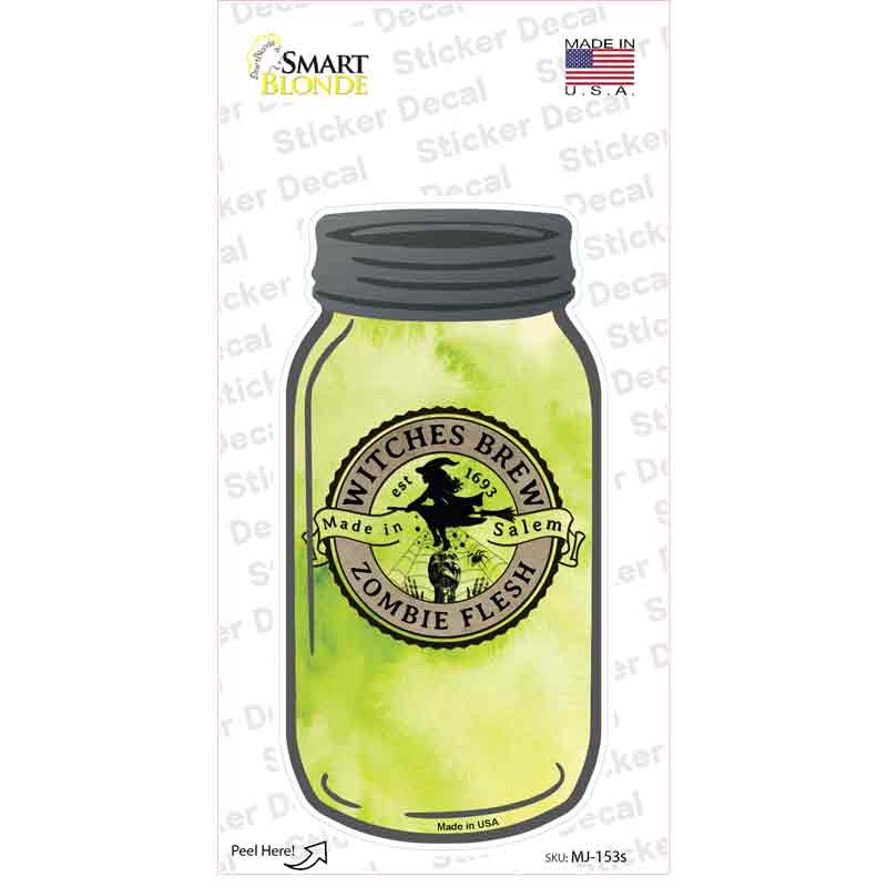 Zombie Flesh Green Novelty Mason Jar Sticker Decal Small