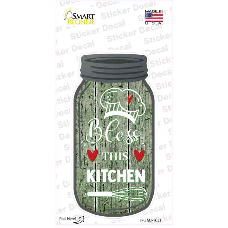 Bless Kitchen Green Novelty Mason Jar Sticker Decal Small