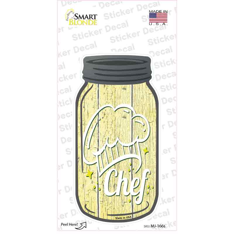 Chef Hat Yellow Novelty Mason Jar Sticker Decal Small