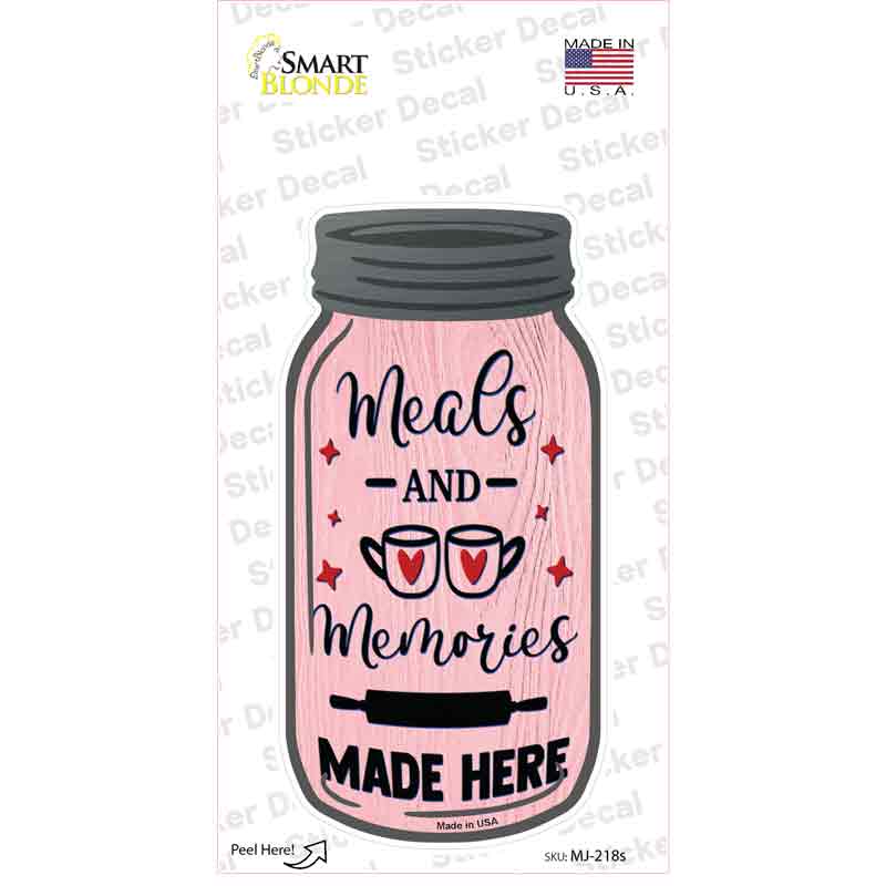 Meals And Memories Pink Novelty Mason Jar Sticker Decal Small