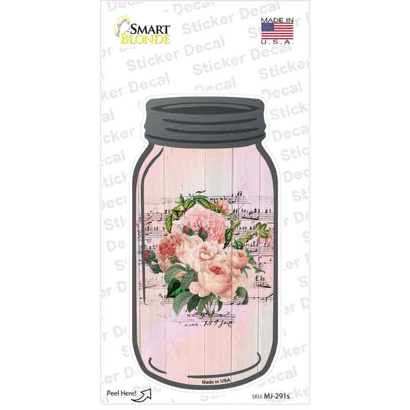 Pink Bouquet With Music Novelty Mason Jar Sticker Decal Small