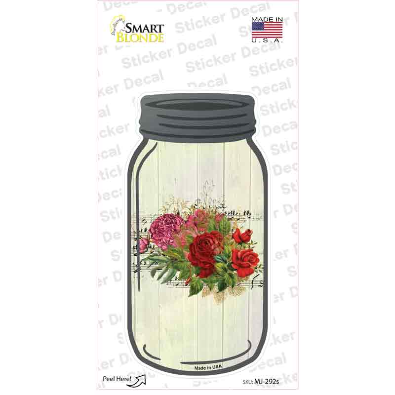 Red Bouquet With Music Novelty Mason Jar Sticker Decal Small