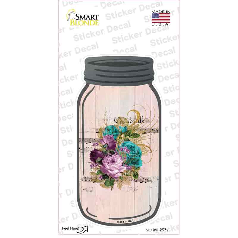 Purple And Blue Bouquet With Music Novelty Mason Jar Sticker Decal Small