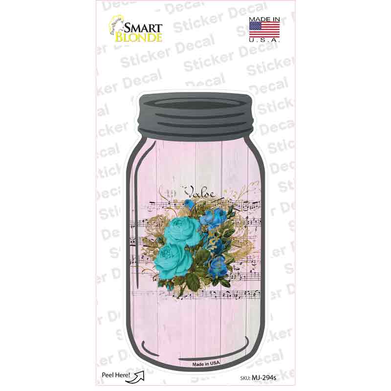 Blue Bouquet With Music Novelty Mason Jar Sticker Decal Small