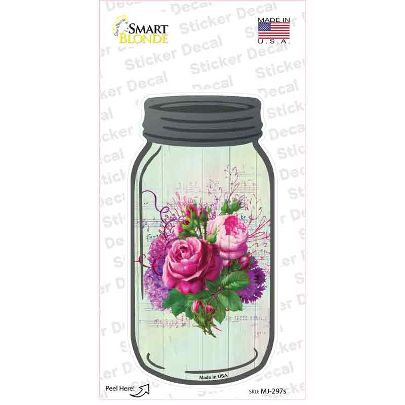 Pink And Purple Bouquet With Music Novelty Mason Jar Sticker Decal Small