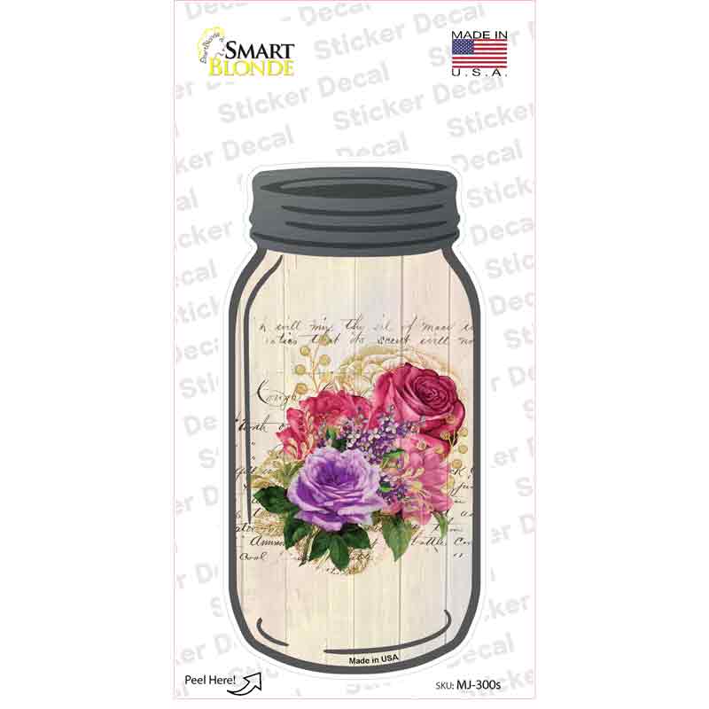 Red And Purple Bouquet With Notes Novelty Mason Jar Sticker Decal Small