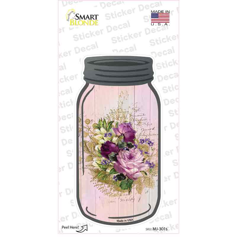 Purple Bouquet With Notes Novelty Mason Jar Sticker Decal Small