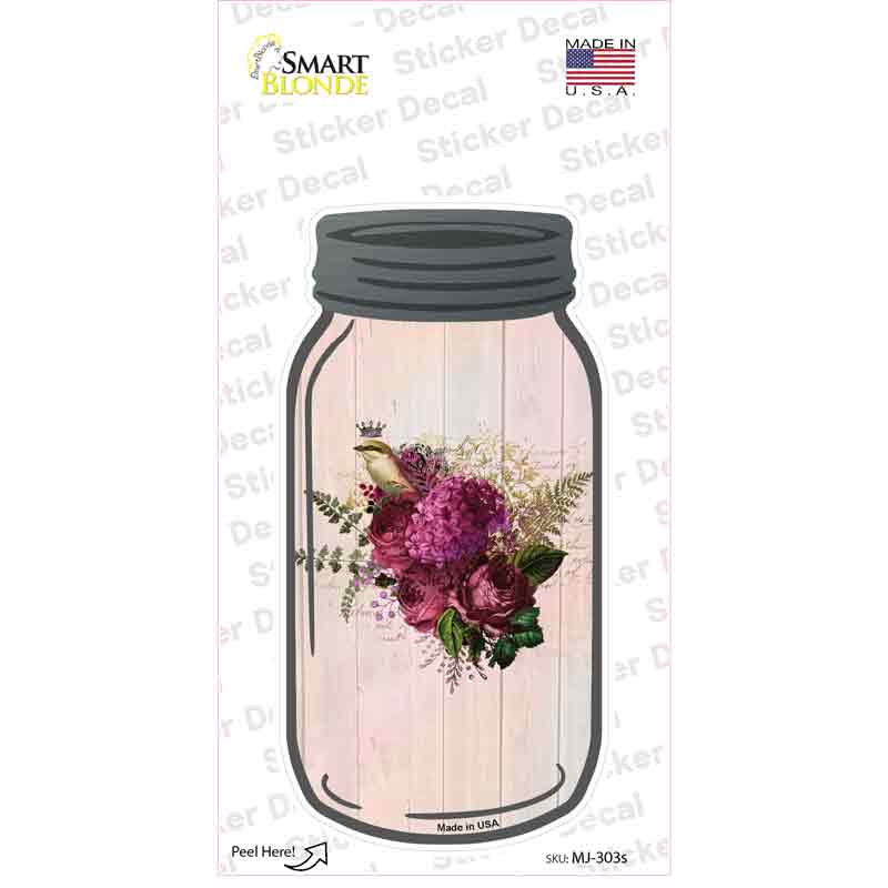 Red Bouquet With Notes Novelty Mason Jar Sticker Decal Small