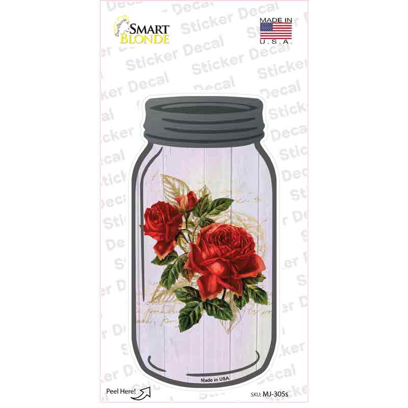 Roses With Notes Novelty Mason Jar Sticker Decal Small