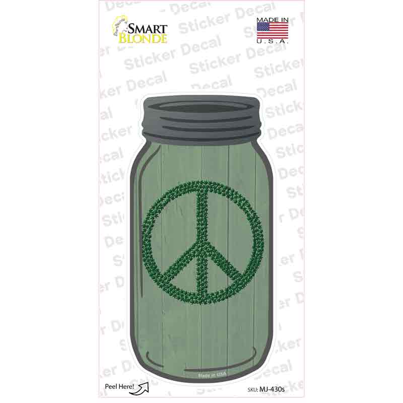 Peace Sign Marijuana Novelty Mason Jar Sticker Decal Small