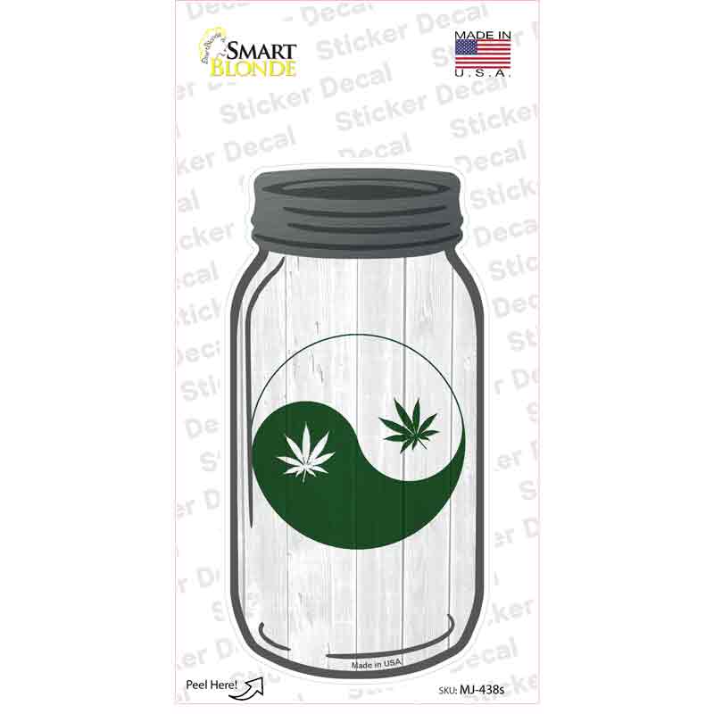 Yin Yang Marijuana Leaf Novelty Mason Jar Sticker Decal Small