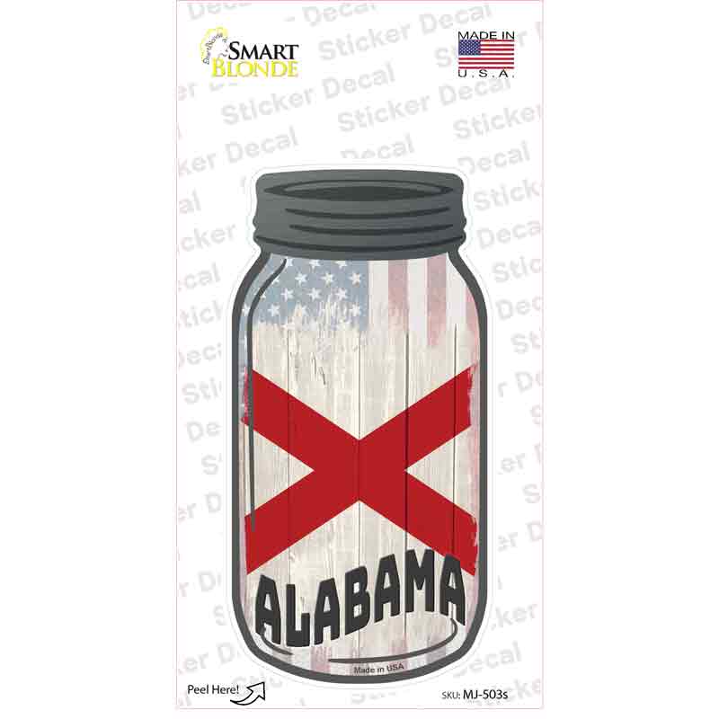 Alabama | USA Flag Novelty Mason Jar Sticker Decal Small