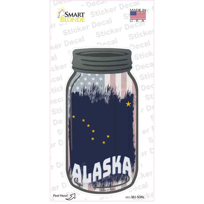 Alaska | USA Flag Novelty Mason Jar Sticker Decal Small