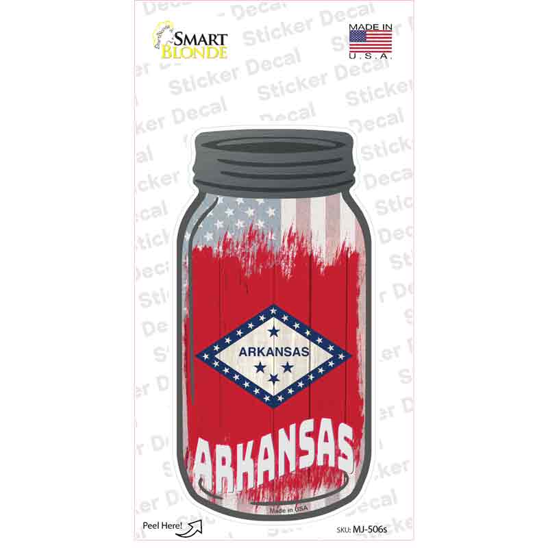 Arkansas | USA Flag Novelty Mason Jar Sticker Decal Small