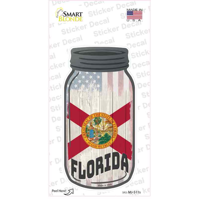 Florida | USA Flag Novelty Mason Jar Sticker Decal Small