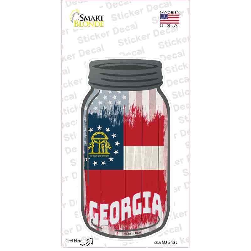 Georgia | USA Flag Novelty Mason Jar Sticker Decal Small