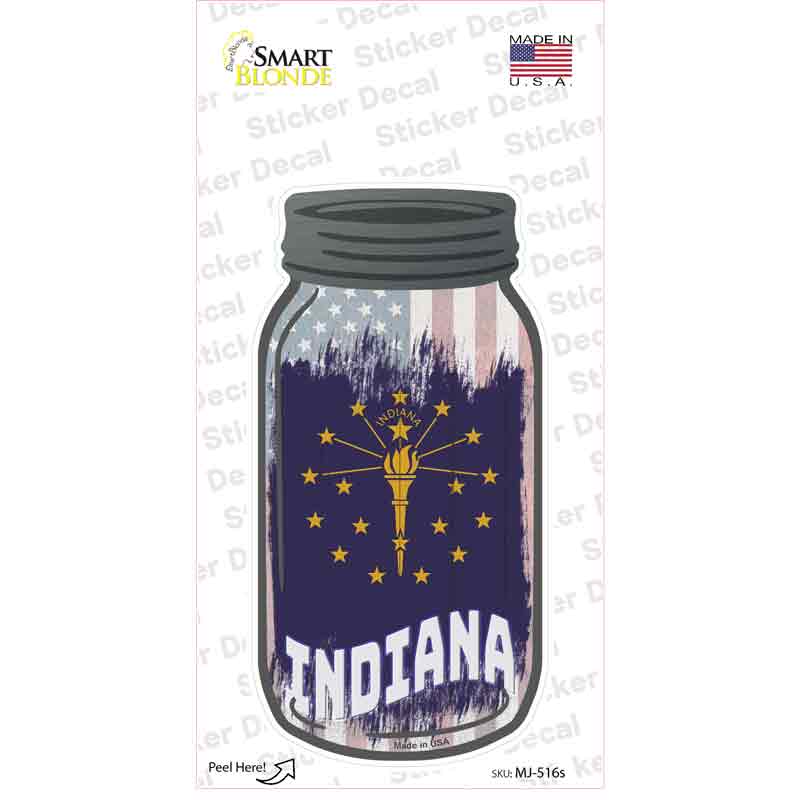 Indiana | USA Flag Novelty Mason Jar Sticker Decal | Smart Blonde