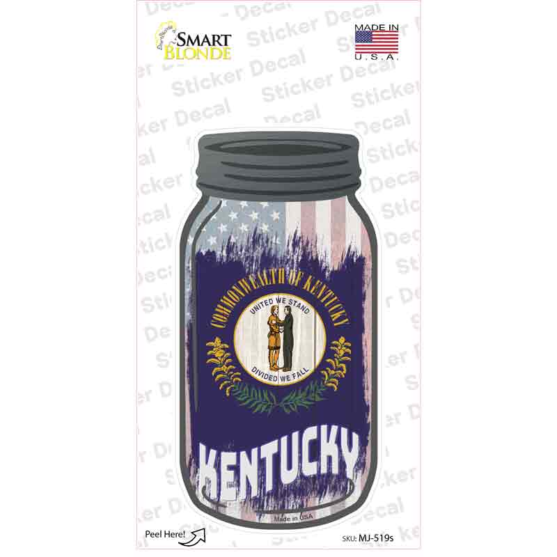 Kentucky | USA Flag Novelty Mason Jar Sticker Decal Small