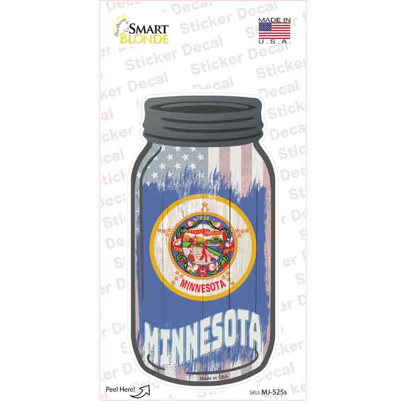 Minnesota | USA Flag Novelty Mason Jar Sticker Decal Small