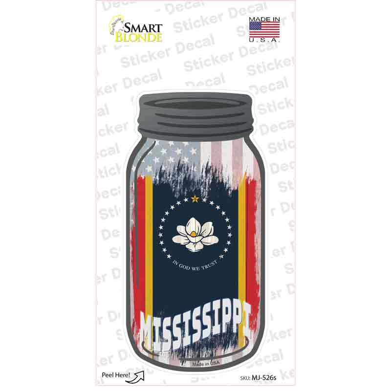 Mississippi | USA Flag Novelty Mason Jar Sticker Decal Small