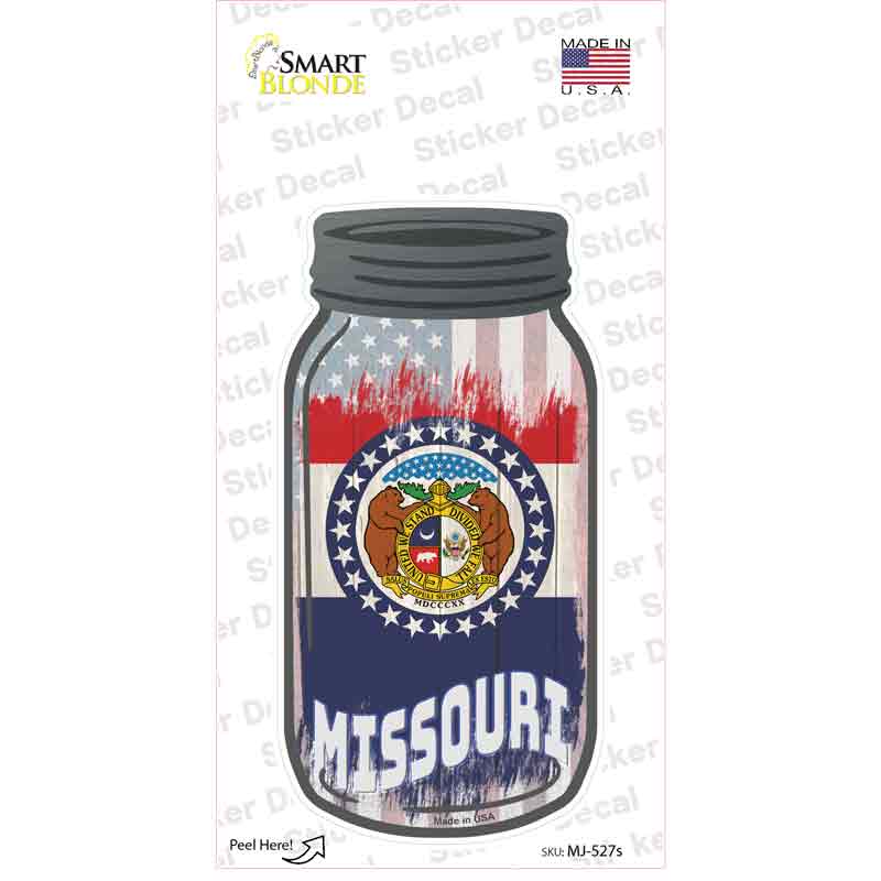 Missouri | USA Flag Novelty Mason Jar Sticker Decal Small