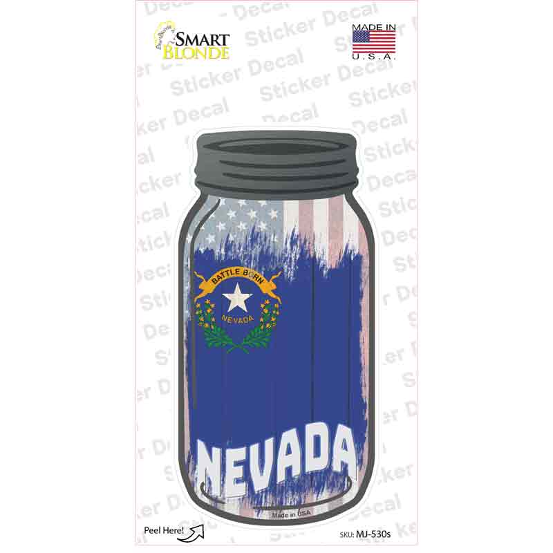 Nevada | USA Flag Novelty Mason Jar Sticker Decal Small