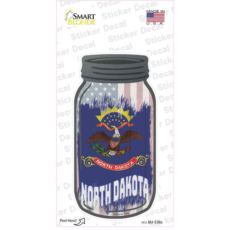 North Dakota | USA Flag Novelty Mason Jar Sticker Decal Small