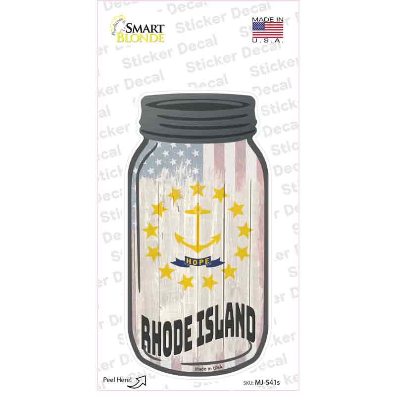 Rhode Island | USA Flag Novelty Mason Jar Sticker Decal Small