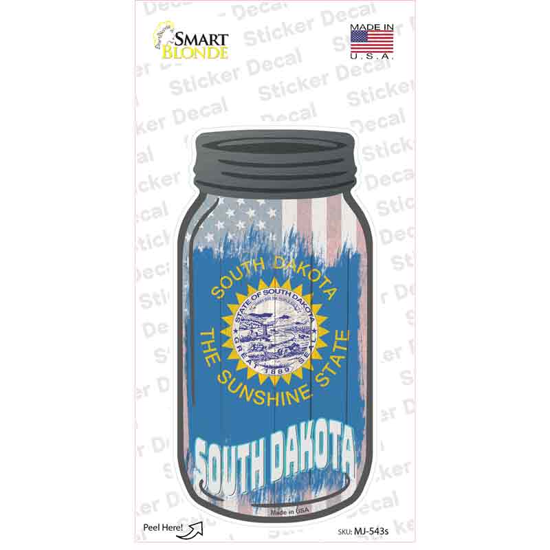 South Dakota | USA Flag Novelty Mason Jar Sticker Decal Small