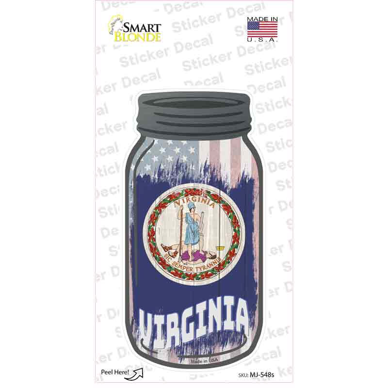 Virginia | USA Flag Novelty Mason Jar Sticker Decal Small