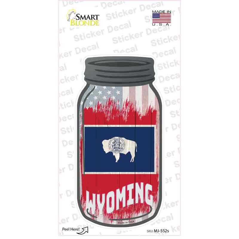 Wyoming | USA Flag Novelty Mason Jar Sticker Decal Small