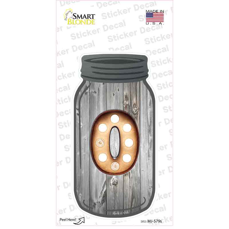 0 Bulb Lettering Novelty Mason Jar Sticker Decal Small