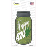 Happy 420 Novelty Mason Jar Sticker Decal Small