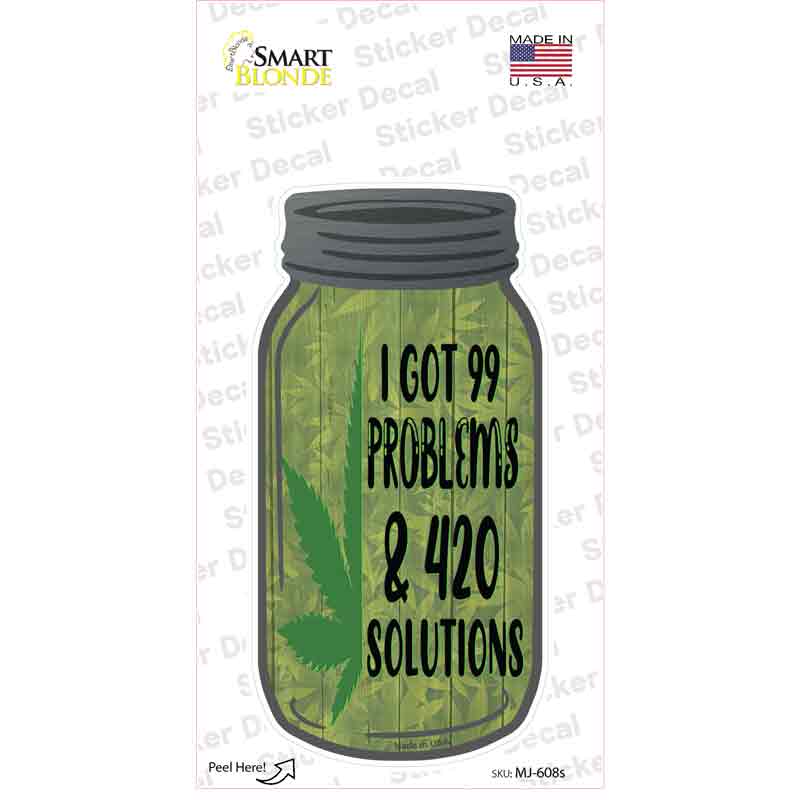 420 Solutions Novelty Mason Jar Sticker Decal Small