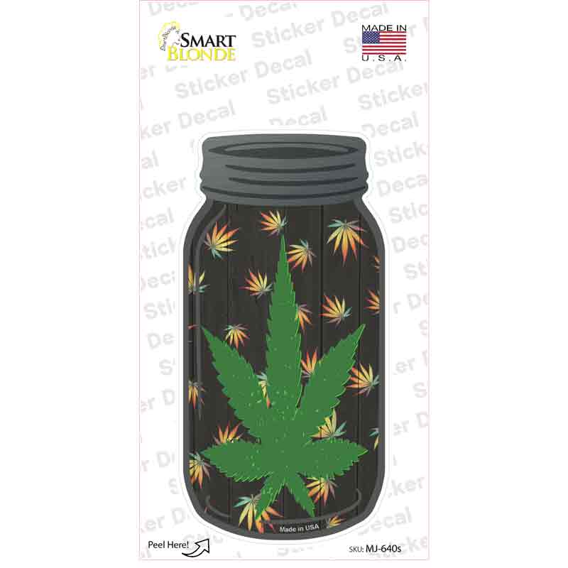 Pot Leaf Novelty Mason Jar Sticker Decal Small