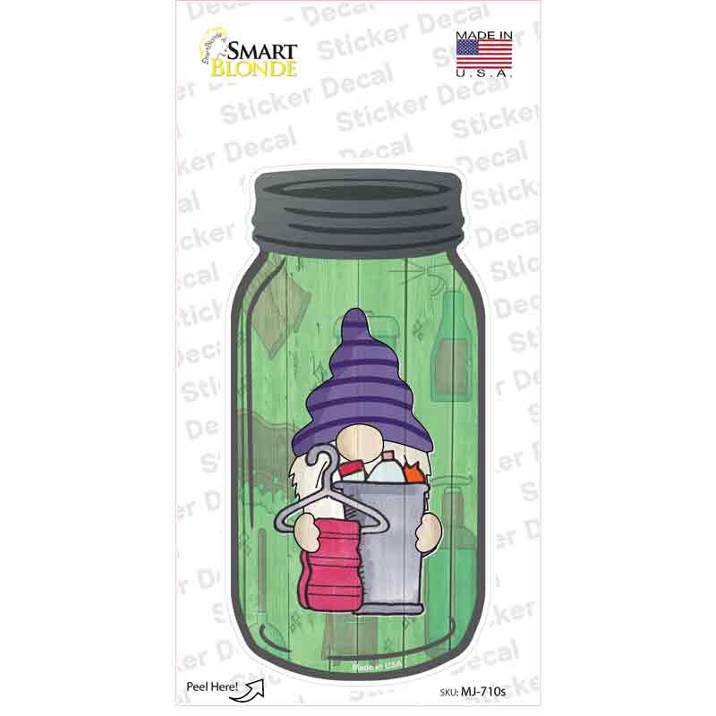 Gnome With Towel Novelty Mason Jar Sticker Decal Small