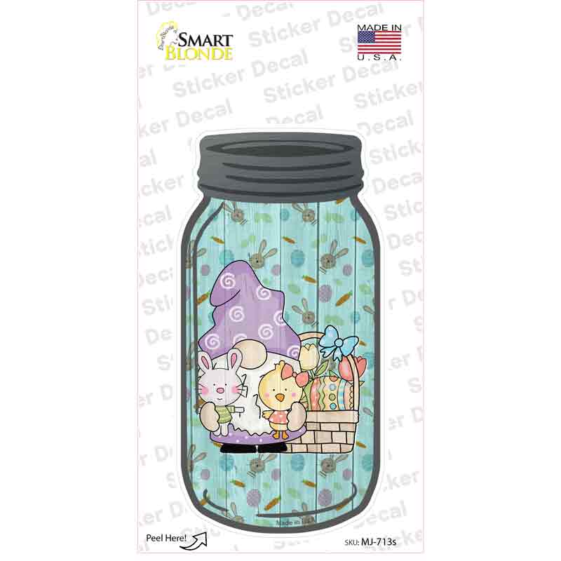 Gnome With Easter Basket Novelty Mason Jar Sticker Decal Small