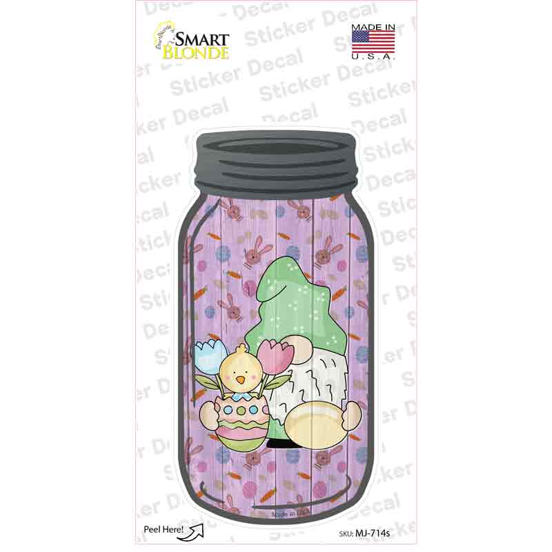 Gnome With Chick and Egg Novelty Mason Jar Sticker Decal Small