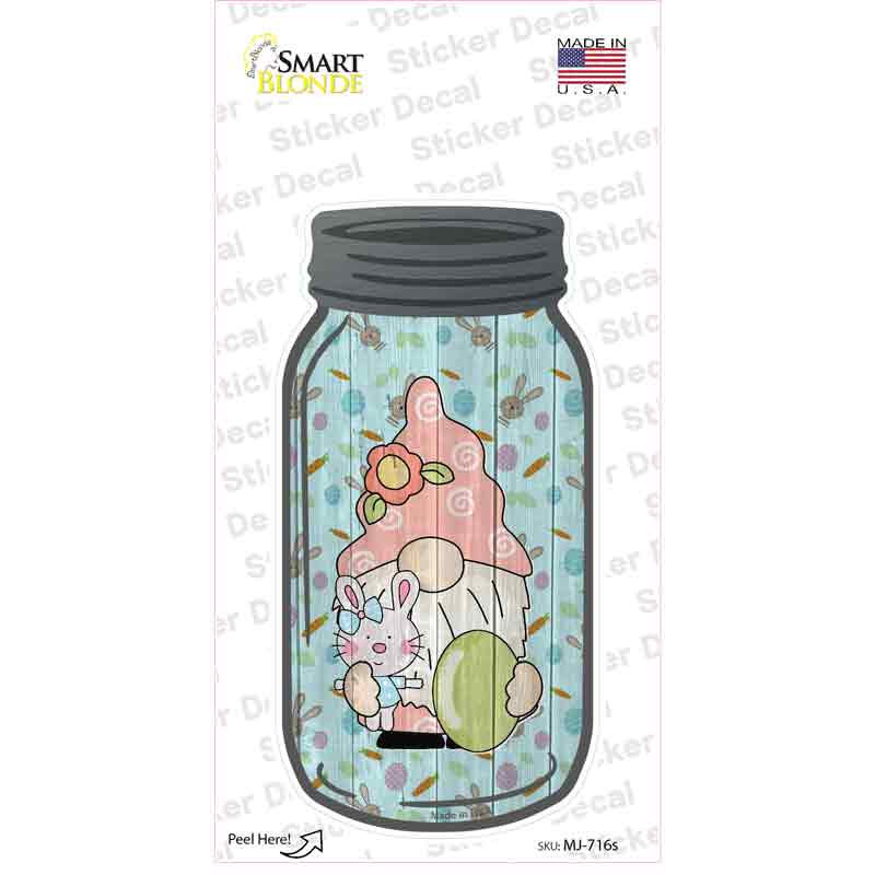 Gnome With Green Egg Novelty Mason Jar Sticker Decal Small