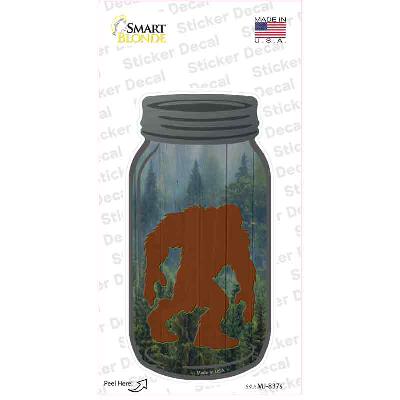 Bigfoot Shadow Hunched Novelty Mason Jar Sticker Decal Small