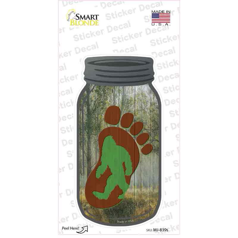 Bigfoot Footprint Novelty Mason Jar Sticker Decal Small