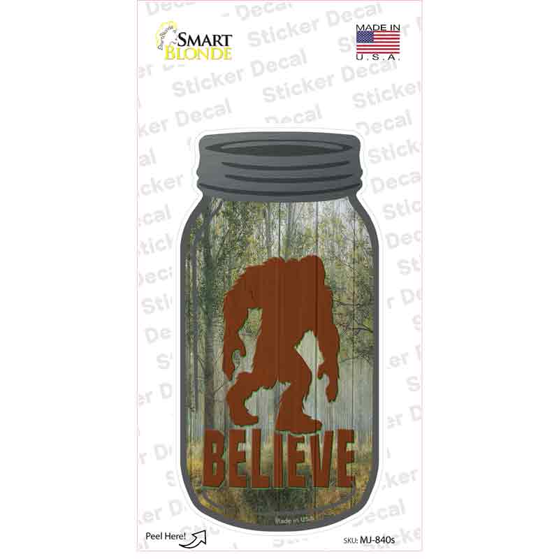 Bigfoot Shadow Believe Novelty Mason Jar Sticker Decal Small