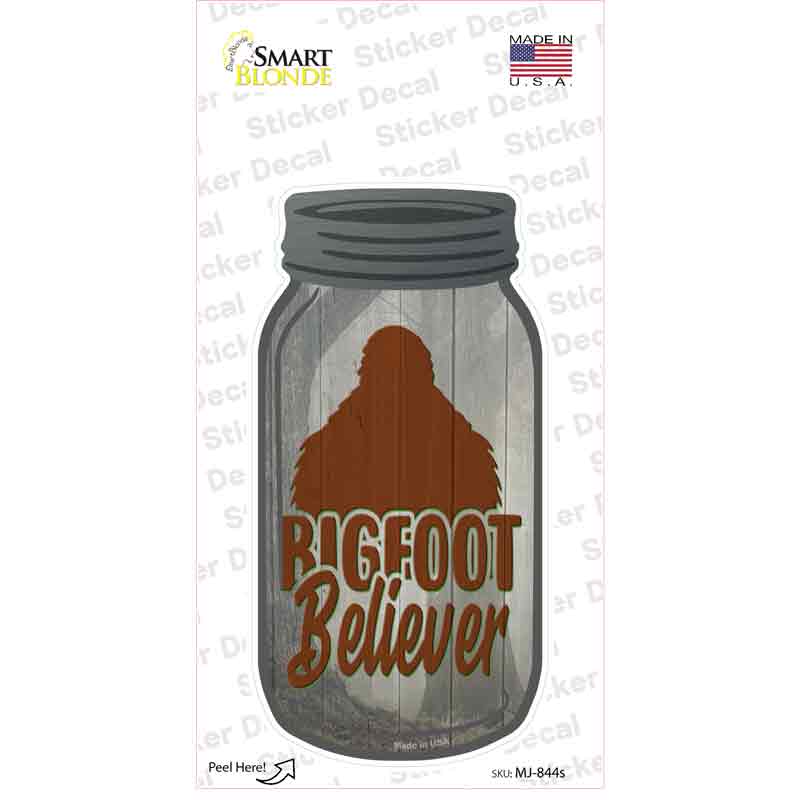 Bigfoot Believer Shadow Novelty Mason Jar Sticker Decal Small