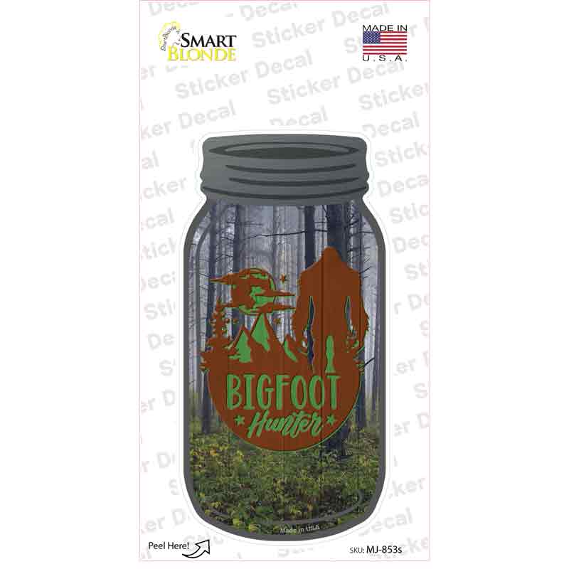 Bigfoot Hunter Novelty Mason Jar Sticker Decal Small