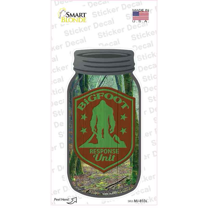 Bigfoot Response Unit Novelty Mason Jar Sticker Decal Small