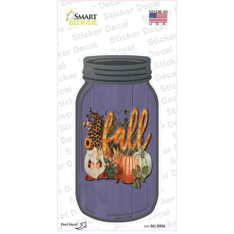 Gnome Fall Purple Novelty Mason Jar Sticker Decal Small