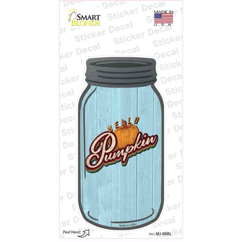 Pumpkin Blue Novelty Mason Jar Sticker Decal Small