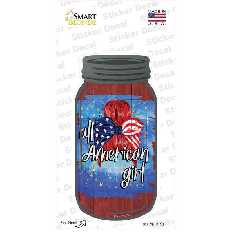 All American Girl Buns Red Novelty Mason Jar Sticker Decal Small