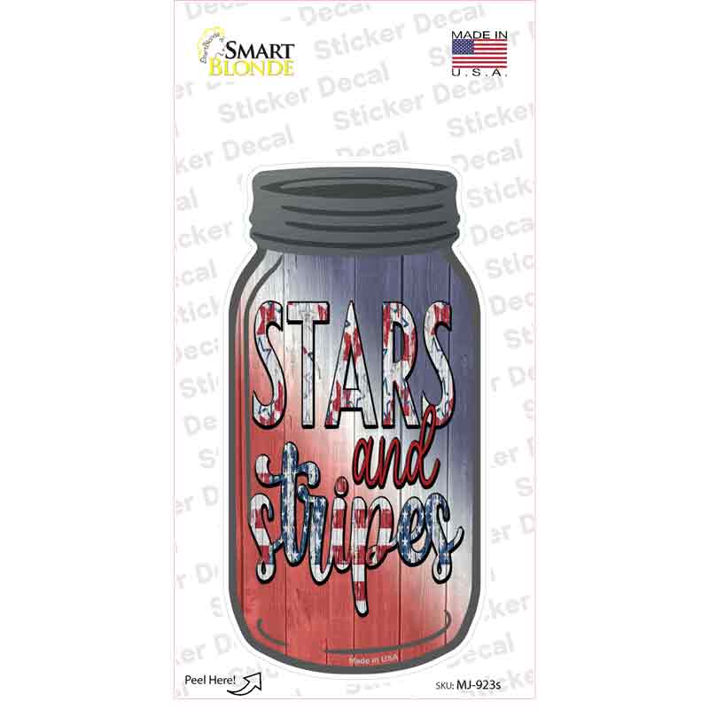 Stars And Stripes Red White Blue Novelty Mason Jar Sticker Decal Small